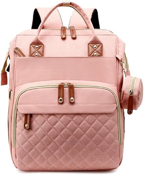 Multifunctional Diaper Bag Backpack with USB Charging Port – Pink