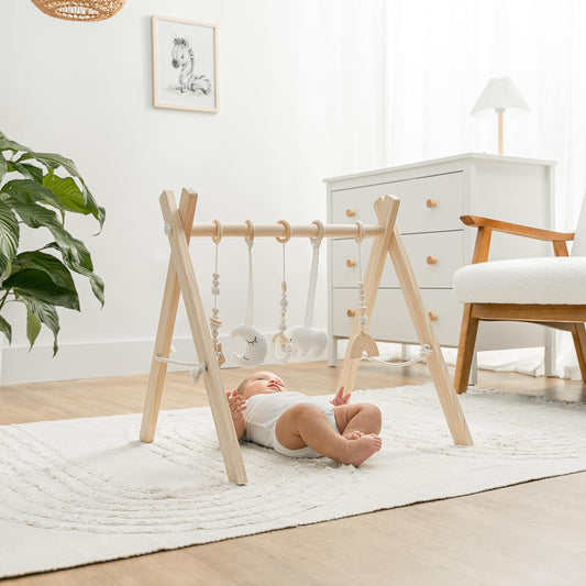 Comfy Cubs Wooden Baby Play Gym with Sensory Toys