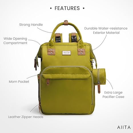Multifunction Diaper Bag Backpack with Changing Station – Yellow Green