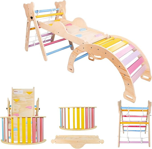 7-in-1 Montessori Climbing Triangle Set - Pastel Rainbow