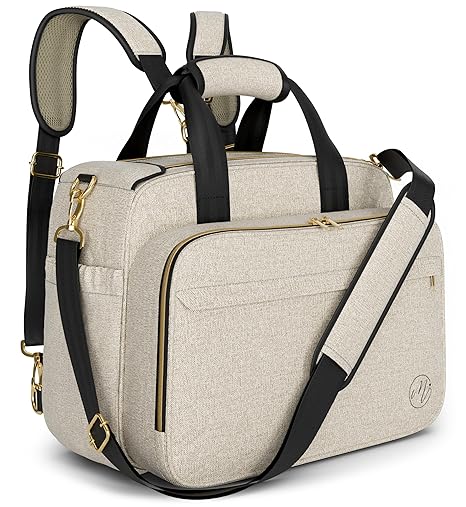4-in-1 Convertible Diaper Bag - Beige Travel Bag for Moms