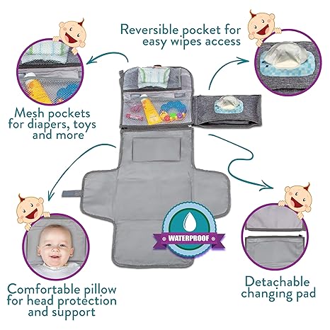 Kopi Baby Portable Diaper Changing Pad – Grey Classic